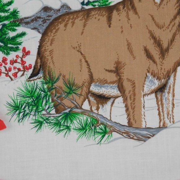 Embroidery Hoop Art Wall Hanging Deer Winter Tree Berries Snow Red Oval Flowers - Picture 6 of 7